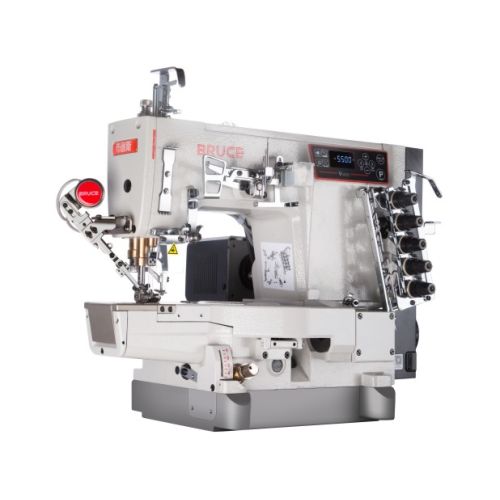 BRUCE V5000-UT-01GBx356 Maszyna drabinkowa z łożem cylindrychnym, elektromagnetycznym obcinaniem nici oraz podnoszeniem stopki, LED, silnik Direct drive. Rozstaw igieł 5.6 mm. Wszystkie funkcje automatyczne sterowane silnikami krokowymi.